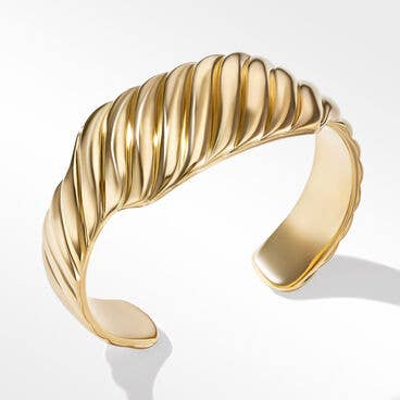 Sculpted Cable Contour Cuff Bracelet in 18K Yellow Gold