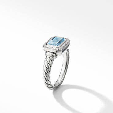 Novella Ring with Blue Topaz and Pavé Diamonds