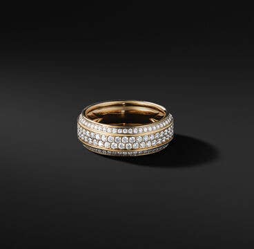 Streamline® Beveled Band Ring in 18K Yellow Gold with Pavé Diamonds