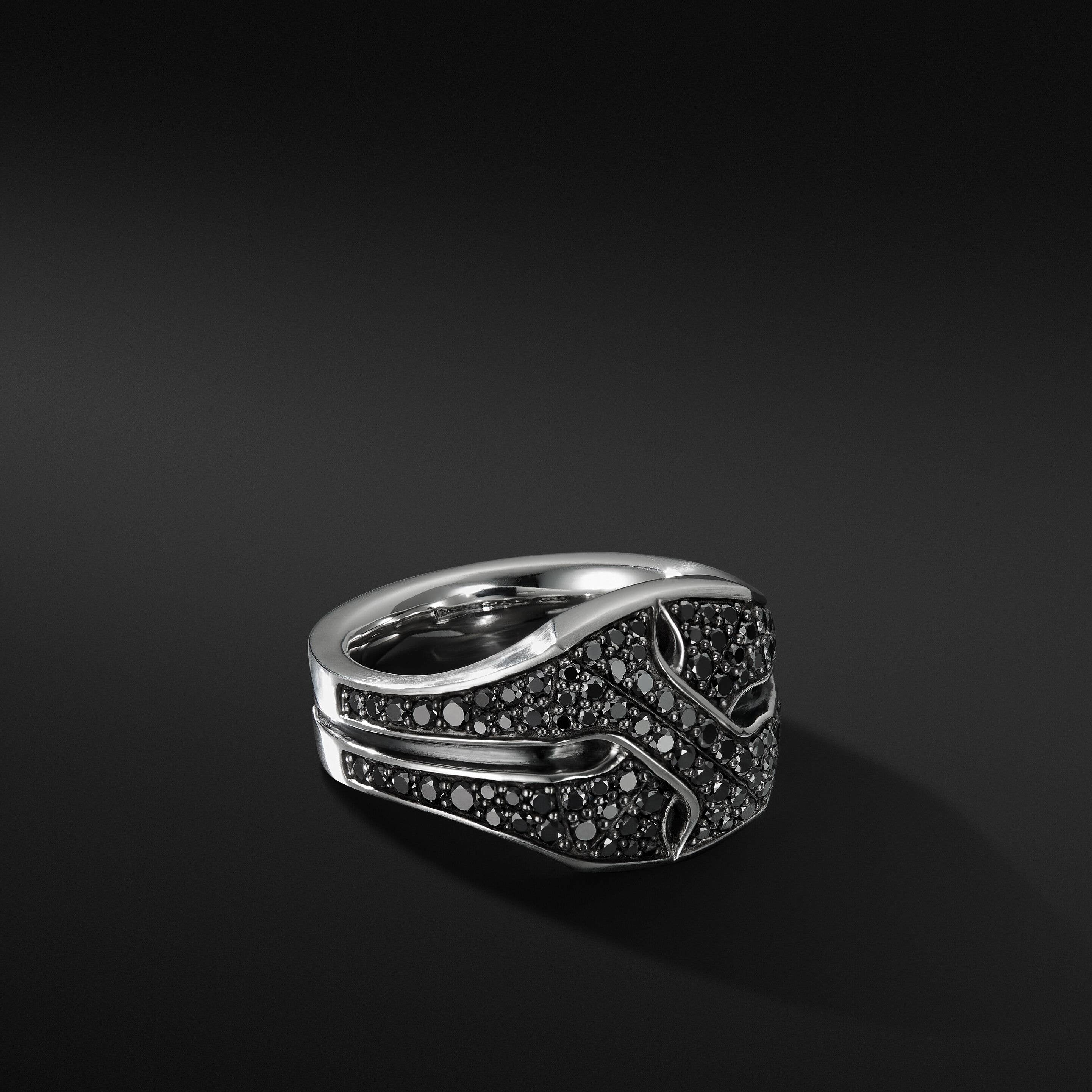Armory® Signet Ring in Sterling Silver with Pavé Black Diamonds