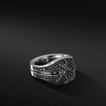 Armory® Signet Ring in Sterling Silver with Pavé Black Diamonds
