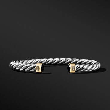 Cable Cuff Bracelet with 18K Yellow Gold and Black Onyx