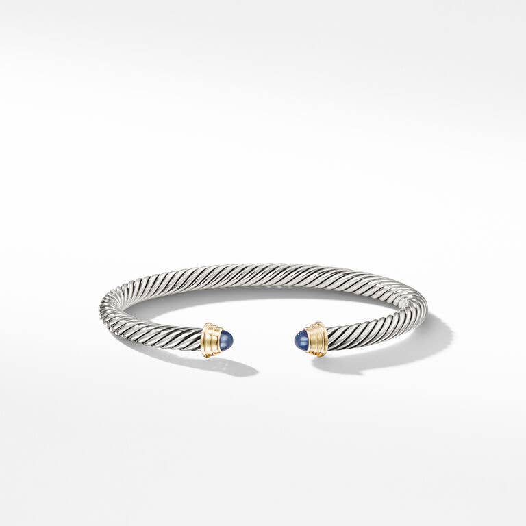 Cable Kids® Bracelet in Sterling Silver with Sapphires and 14K Yellow Gold