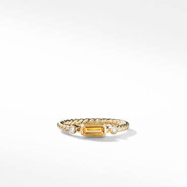 Cable Collectibles® Stack Ring in 18K Yellow Gold with Citrine and Diamonds