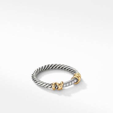 Petite Helena Wrap Band Ring in Sterling Silver with 18K Yellow Gold and Pavé Diamonds