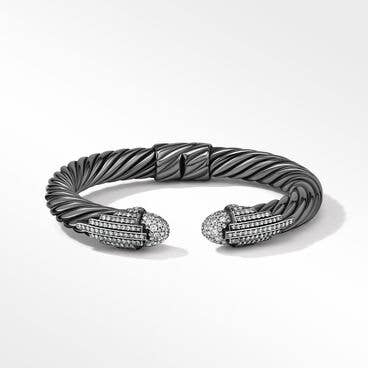 Empire Cable Bracelet in Blackened Silver with Pavé Diamonds