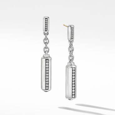 Lexington Drop Earrings in Sterling Silver with Pavé Diamonds