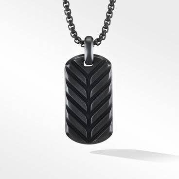 Chevron Pavé Tag in Black Titanium with Black Diamonds