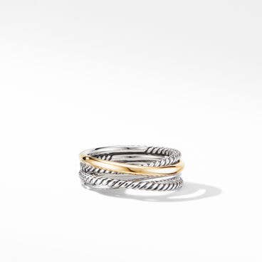 Crossover Band Ring in Sterling Silver with 18K Yellow Gold
