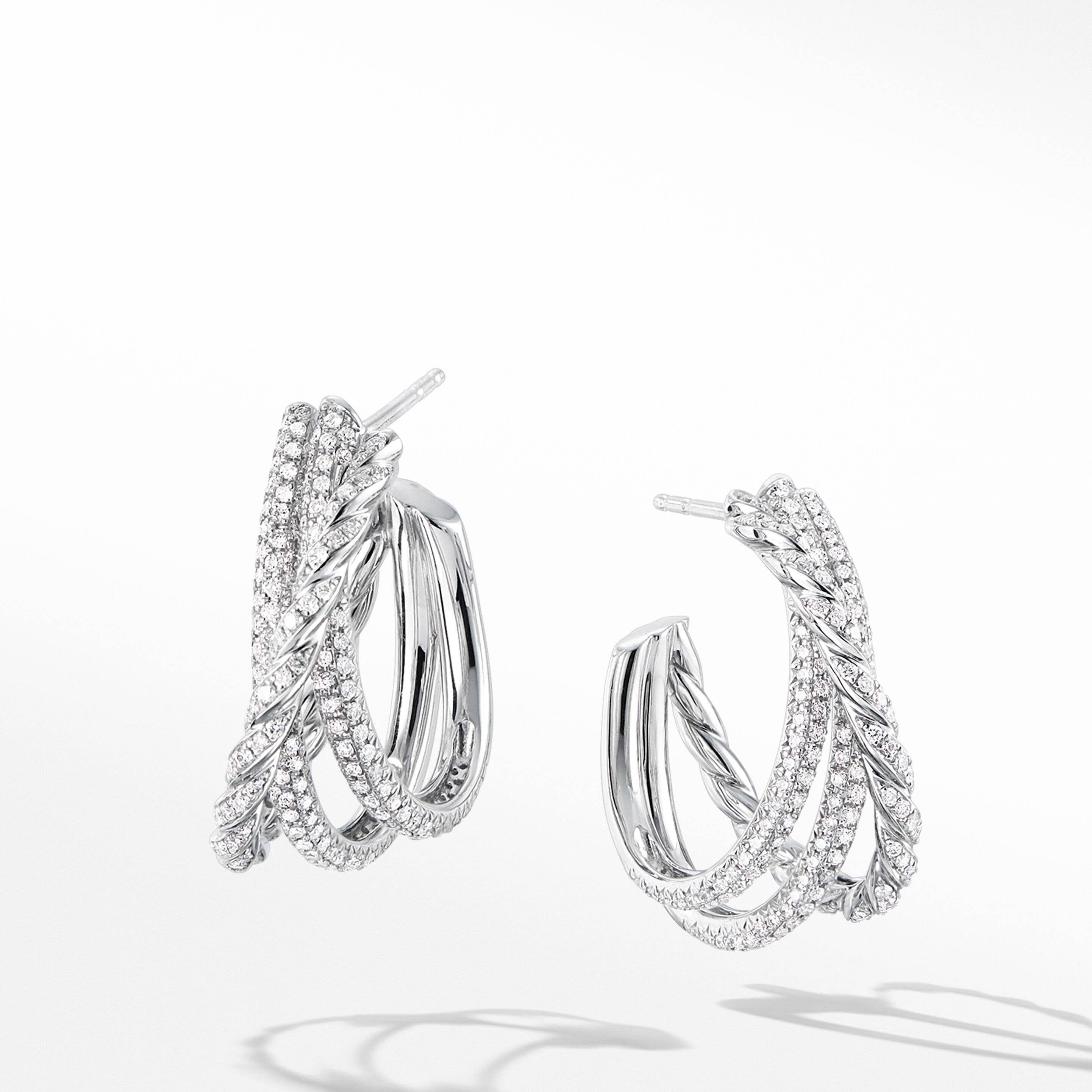 Pavéflex Hoop Earrings in 18K White Gold with Diamonds