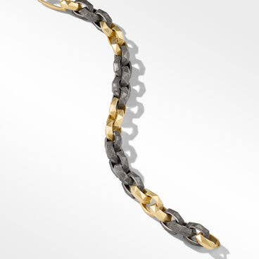 Torqued Faceted Link Bracelet in 18K Yellow Gold with Meteorite