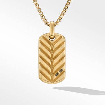 Chevron Tag in 18K Yellow Gold with Rainbow Pavé