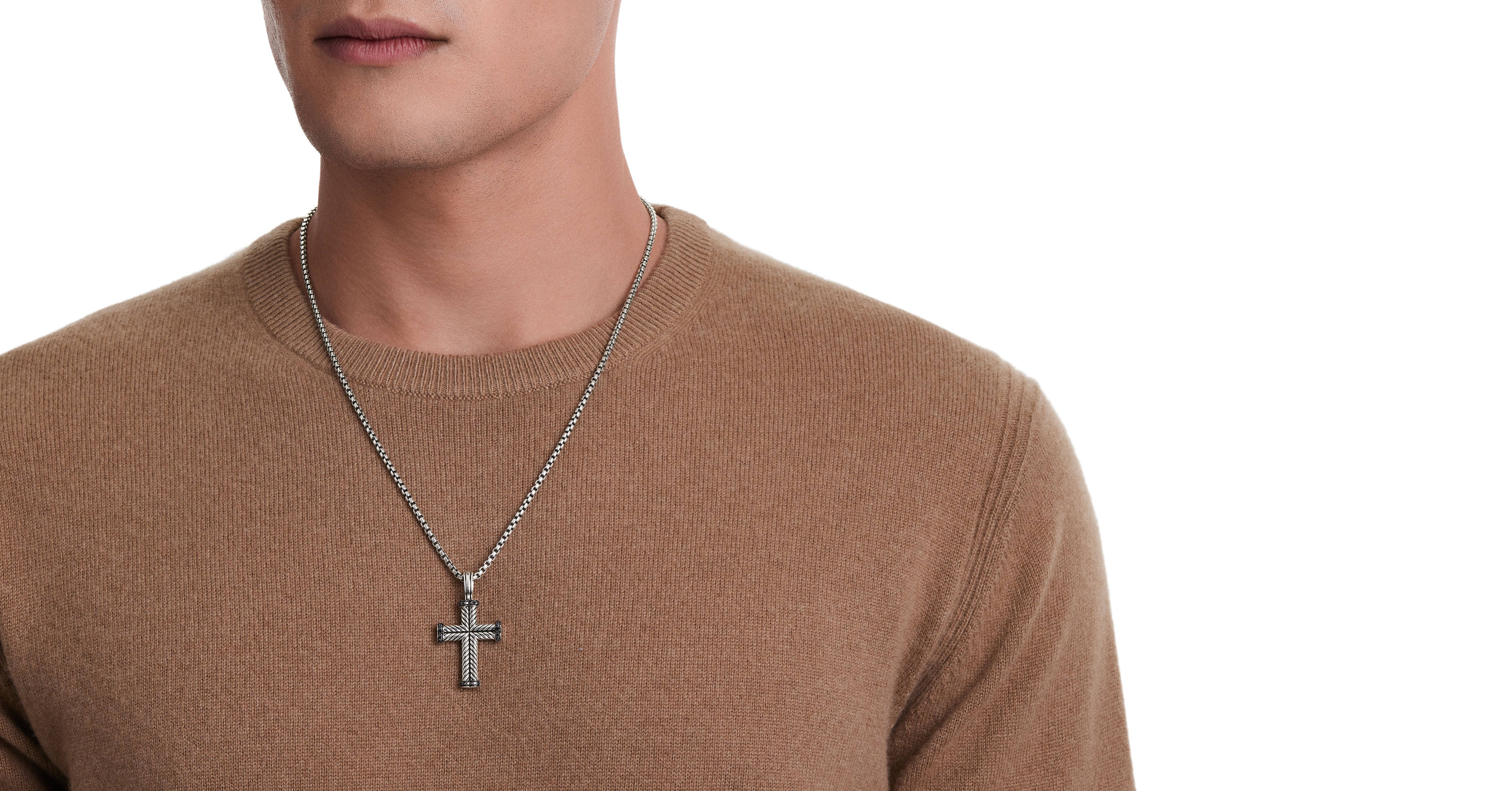 Chevron Cross Pendant with Pavé Black 