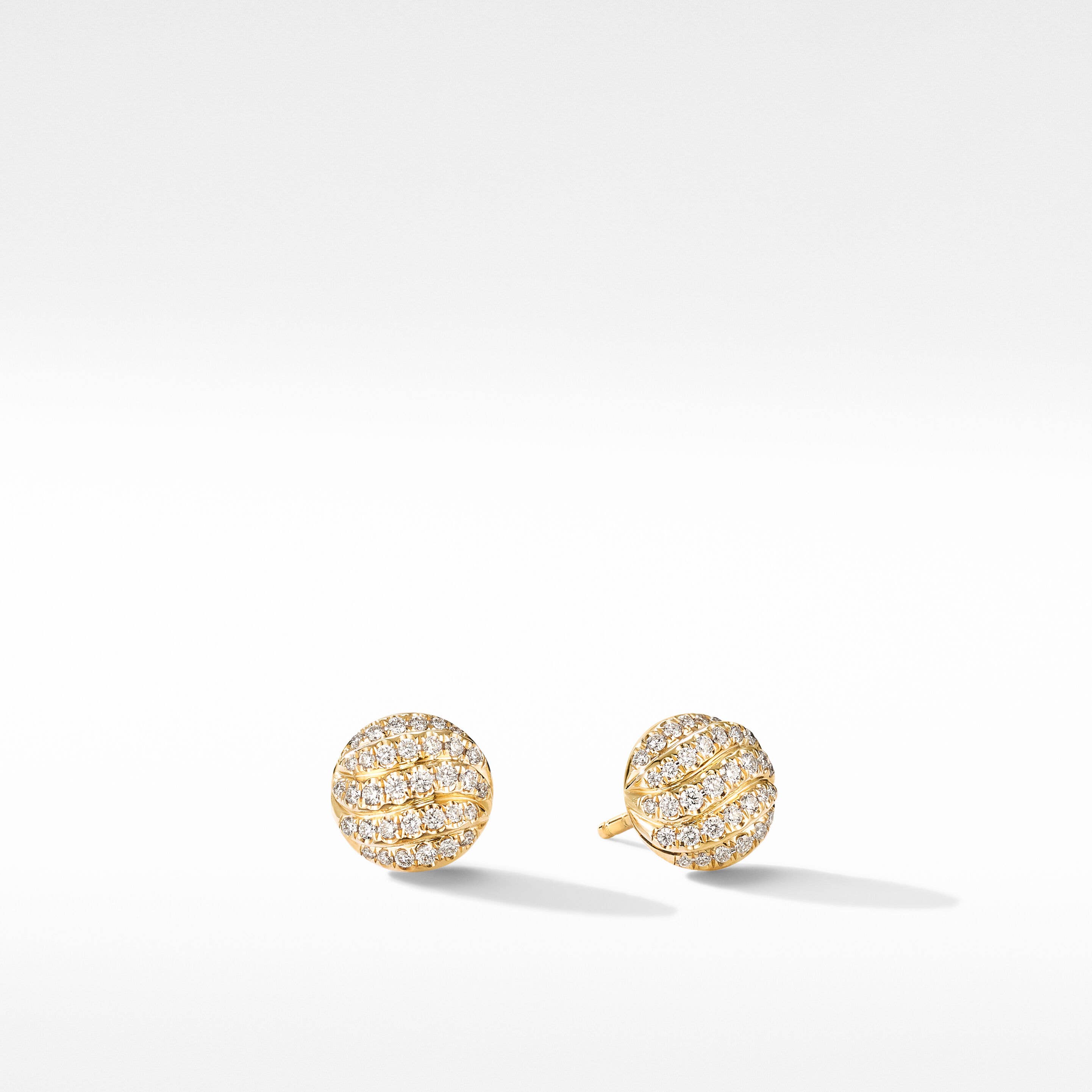 Cable Collectibles® Stud Earrings in 18K Yellow Gold with Pavé Diamonds