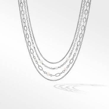 DY Madison Pearl Multi Row Chain Necklace in Sterling Silver