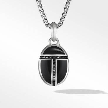 Cairo Amulet in Sterling Silver with Black Onyx and Pavé Black Diamonds