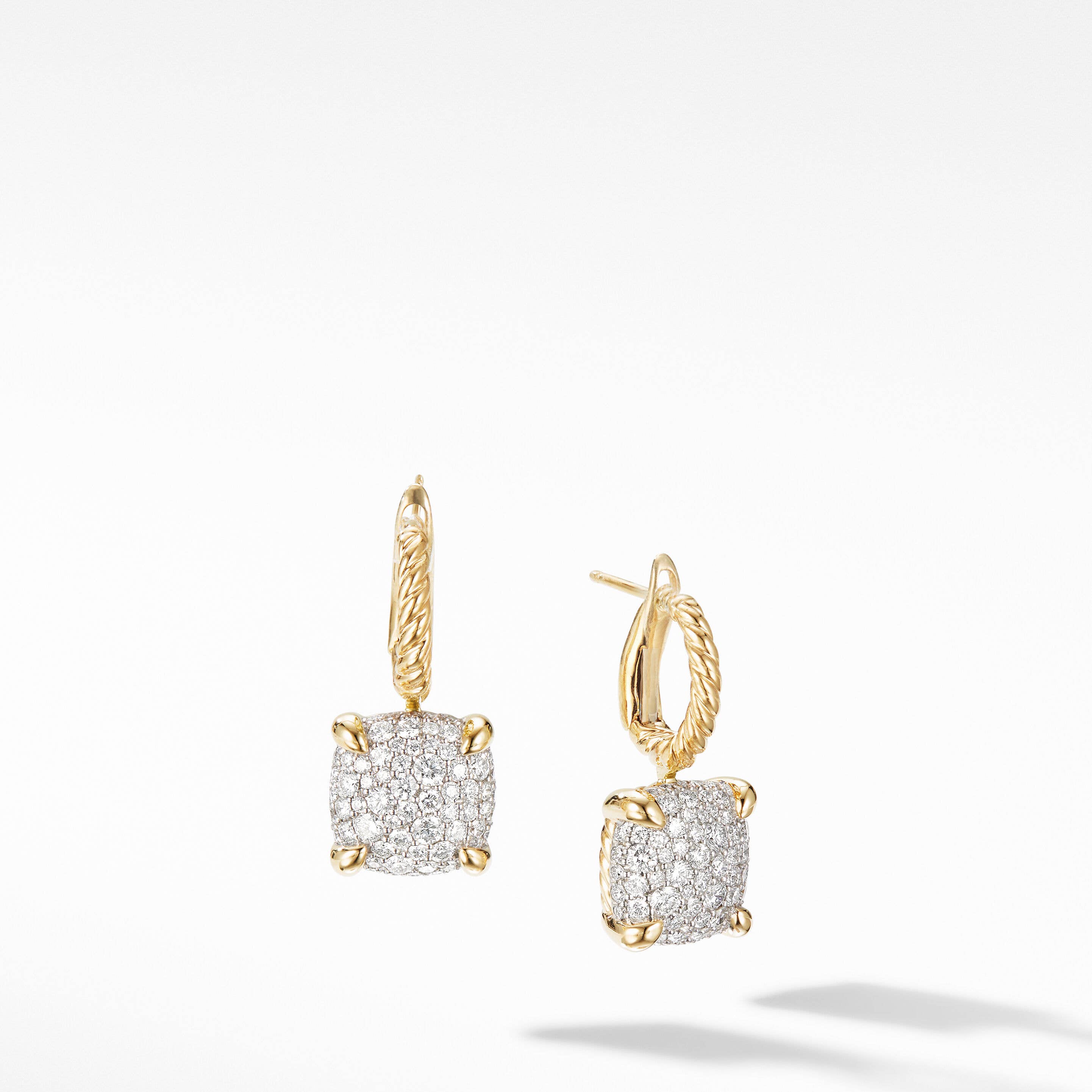 Chatelaine® Drop Earrings in 18K Yellow Gold with Pavé Diamonds