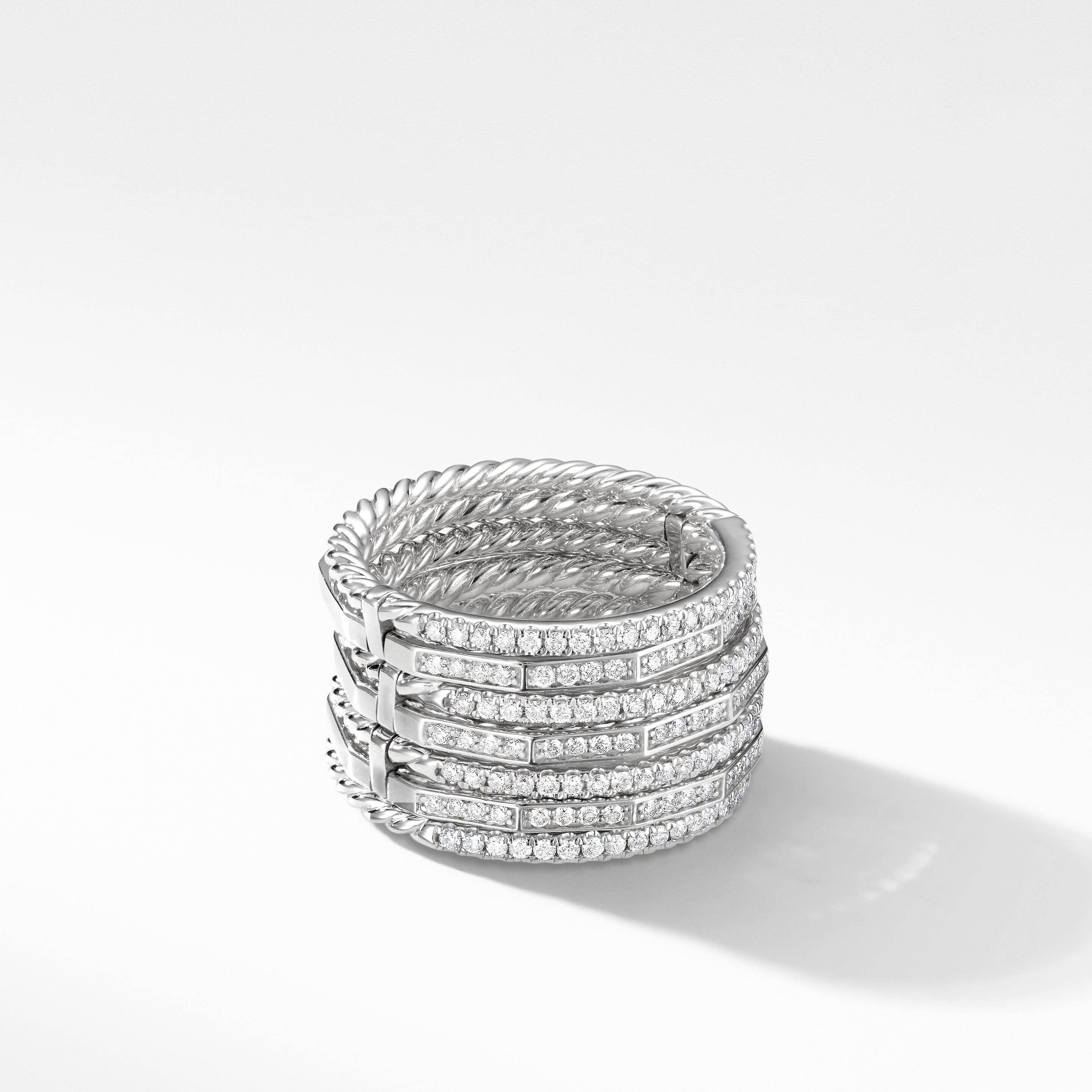 Stax Ring in 18K White Gold with Pavé Diamonds