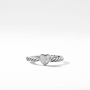 Petite Pavé Heart Stack Ring with Diamonds