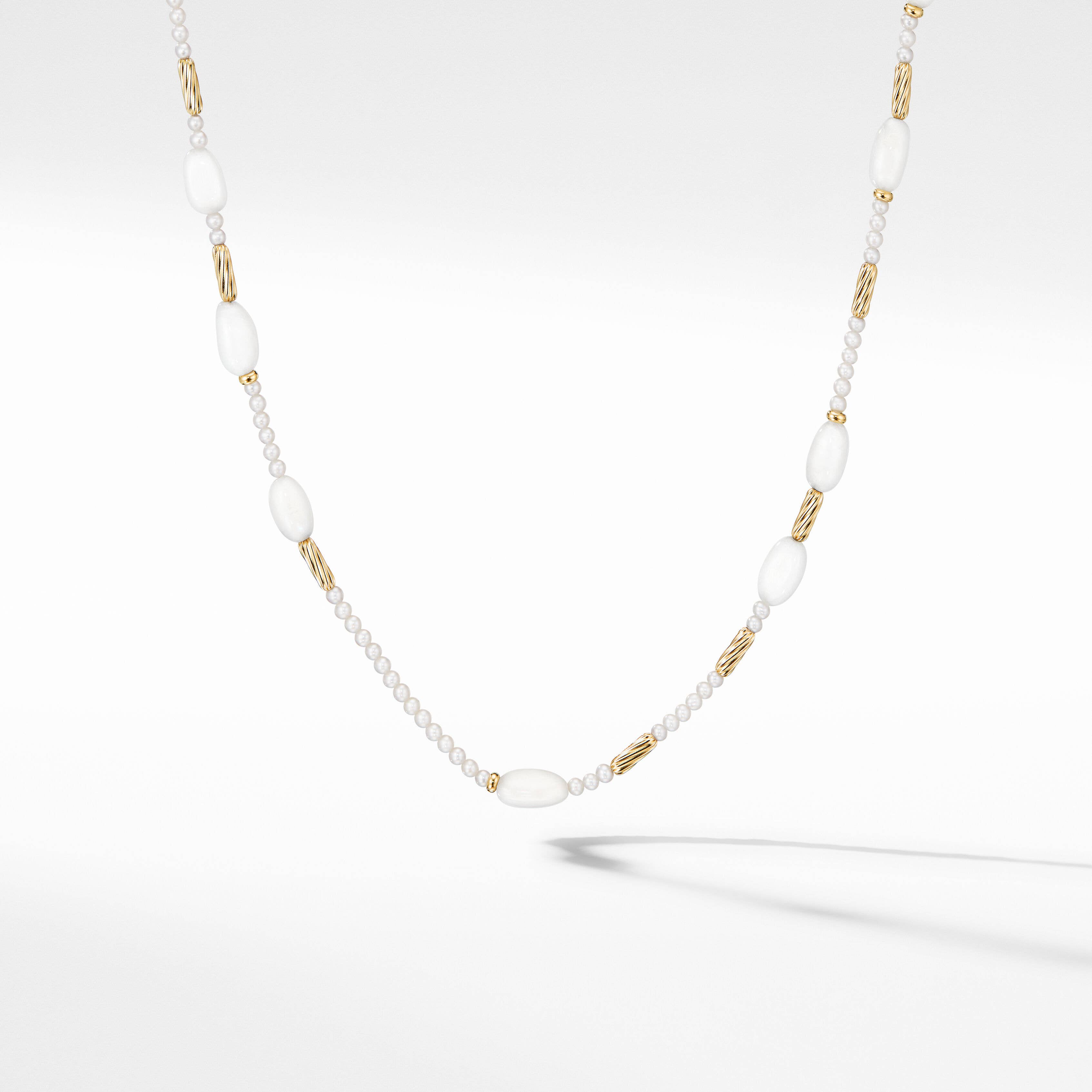 Tweejoux Necklace with Pearls, Rainbow Moonstone and 18K Yellow Gold