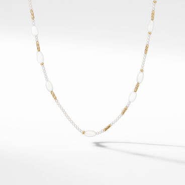 DY Signature Tweejoux Necklace with Pearls, Rainbow Moonstone and 18K Yellow Gold
