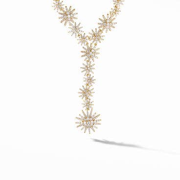 Starburst Statement Y Necklace in 18K Yellow Gold with Full Pavé Diamonds