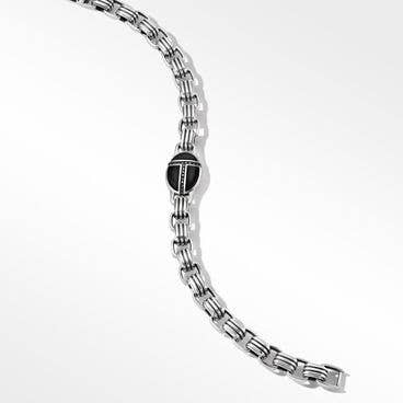 Cairo Chain Link Bracelet in Sterling Silver with Black Onyx and Pavé Black Diamonds