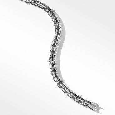 Box Chain Bracelet in Sterling Silver with Pavé Black Diamonds