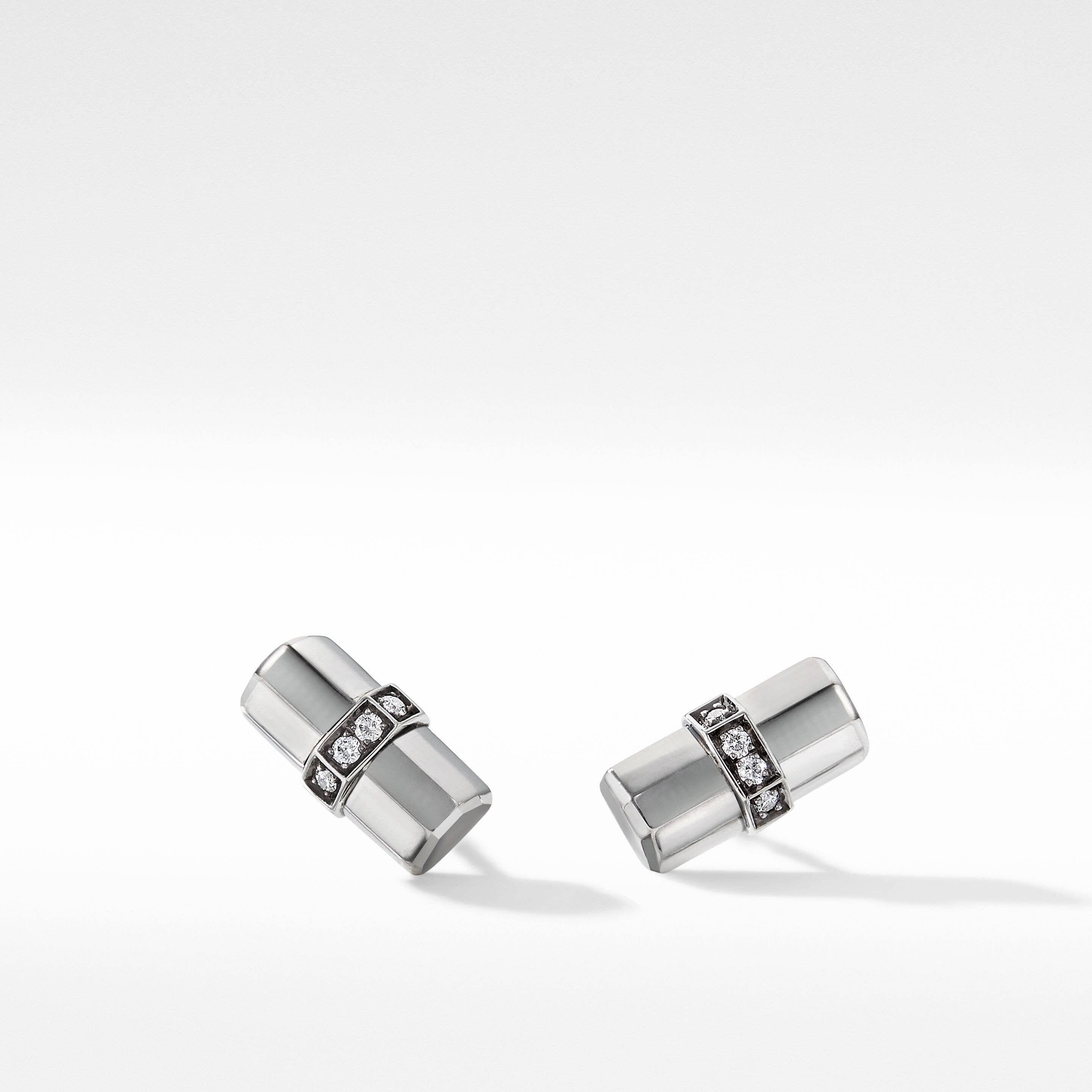 Lexington Barrel Stud Earrings with Pavé Diamonds