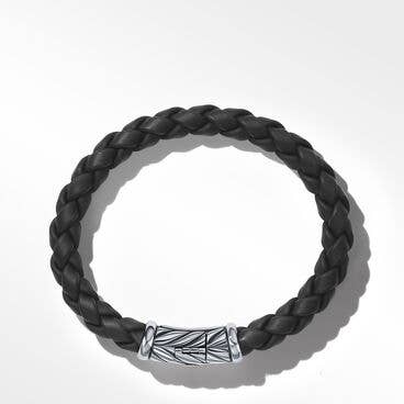 Chevron Rubber Bracelet with Sterling Silver, 8mm