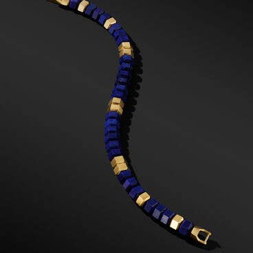Hex Bead Bracelet with Lapis and 18K Yellow Gold