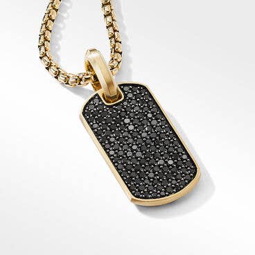Streamline® Tag in 18K Yellow Gold with Pavé Black Diamonds