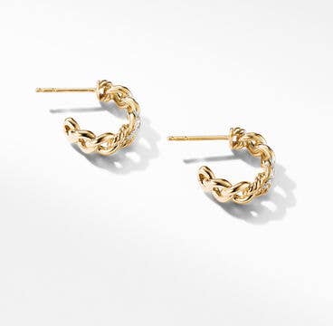 Belmont® Curb Link Hoop Earrings in 18K Yellow Gold with Pavé Diamonds