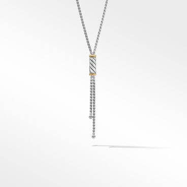 Sculpted Cable Lariat Necklace in Sterling Silver with 18K Yellow Gold