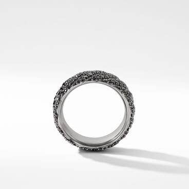 Cable Band Ring in 18K White Gold with Pavé Black Diamonds