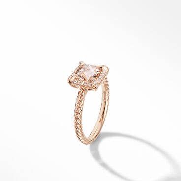 Petite Chatelaine® Pavé Bezel Ring in 18K Rose Gold with Morganite and Diamonds