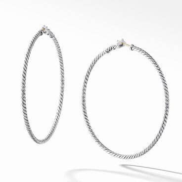 Sculpted Cable Hoop Earrings in Sterling Silver