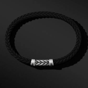 Chevron Black Rubber Bracelet with Pavé Black Diamonds