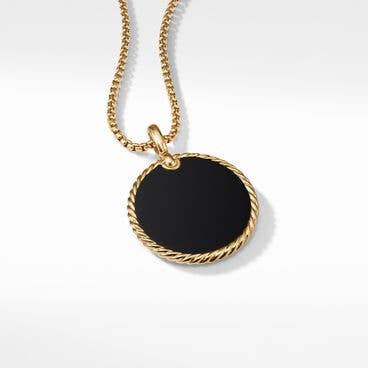 DY Elements® Disc Pendant in 18K Yellow Gold with Black Onyx