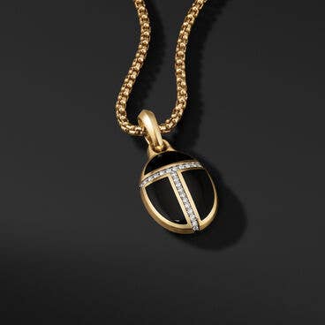 Cairo Amulet in 18K Yellow Gold with Black Onyx and Pavé Black Diamonds