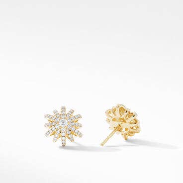 Starburst Stud Earrings in 18K Yellow Gold with Full Pavé Diamonds