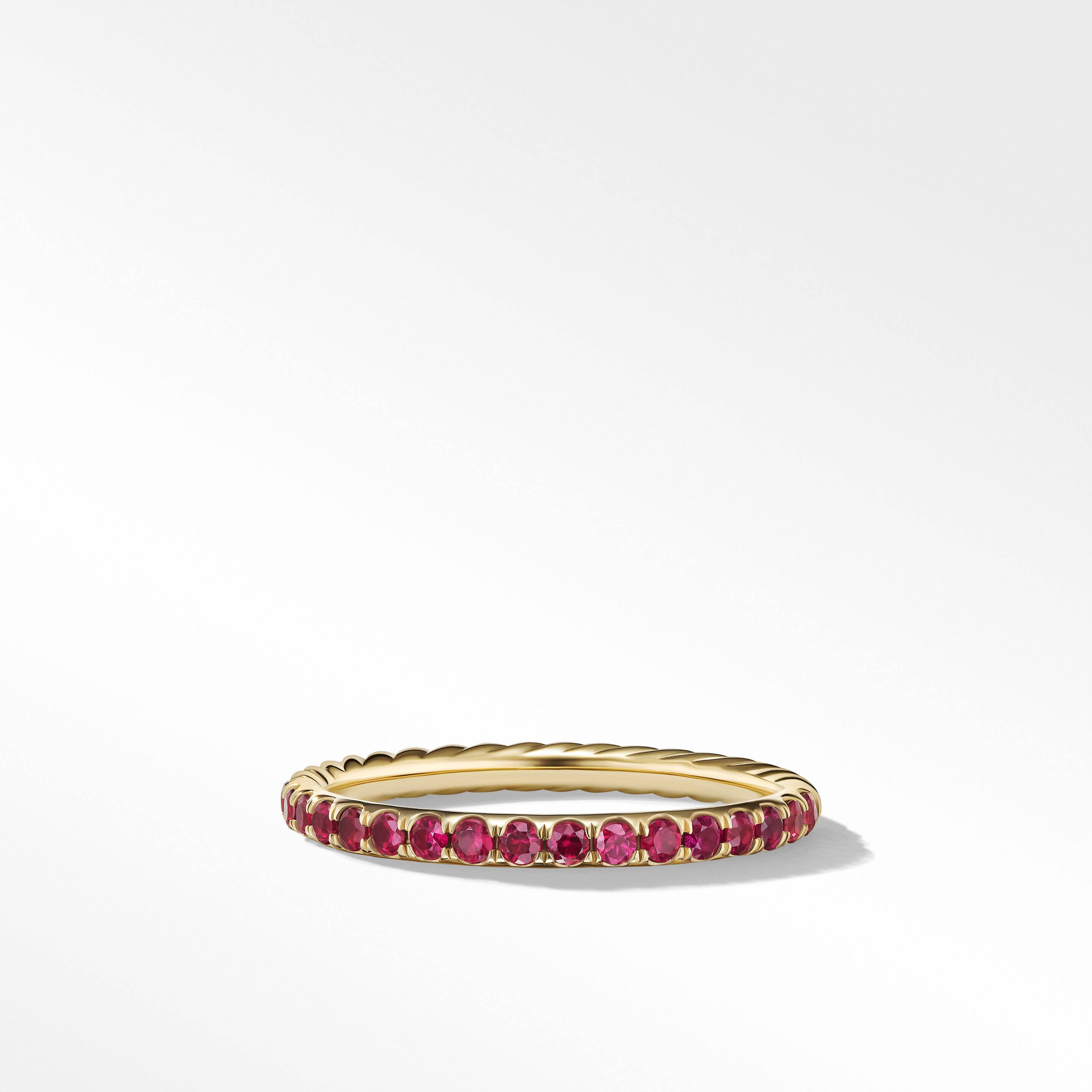 Cable Collectables® Stack Ring in 18K Yellow Gold with Pavé Rubies