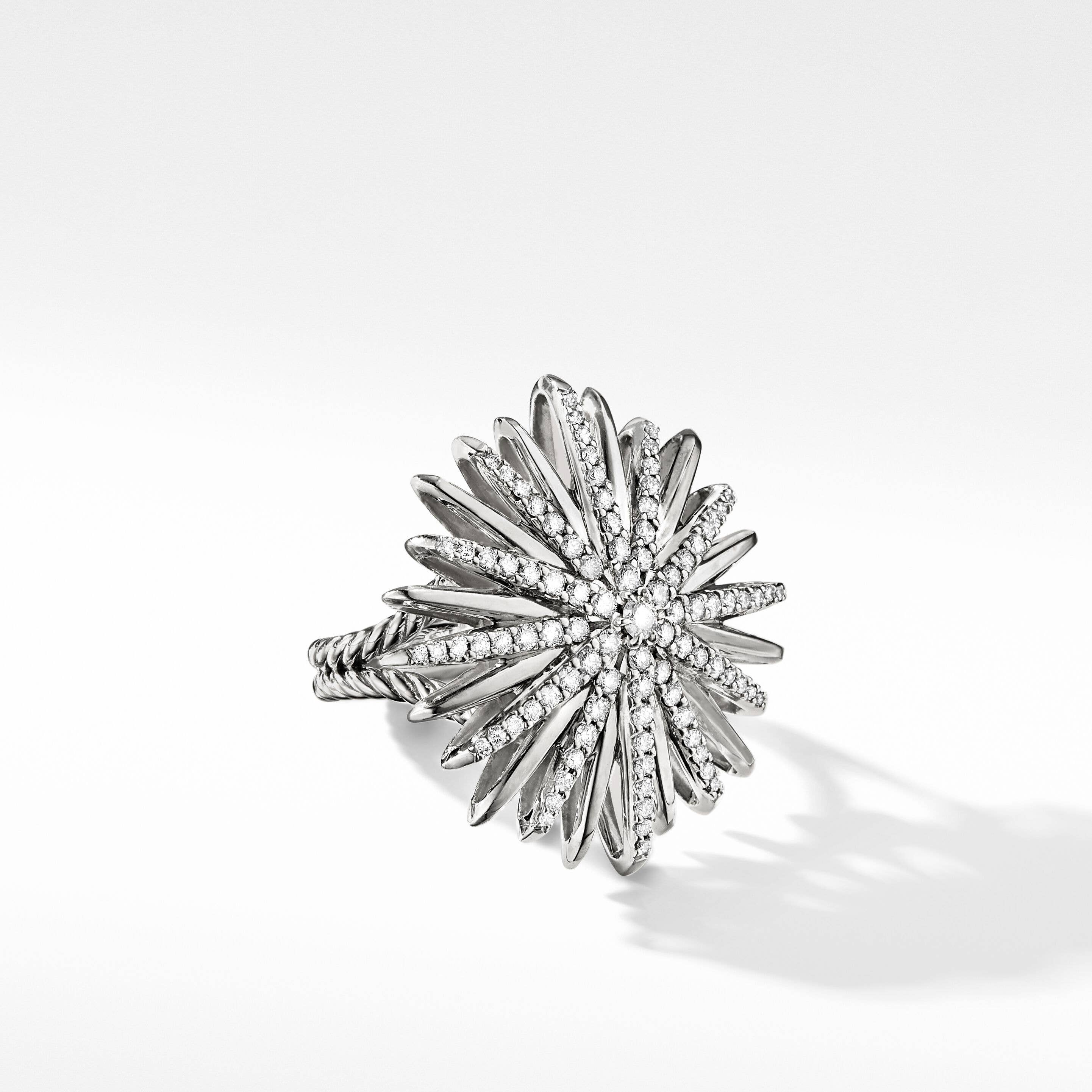 Starburst Ring in Sterling Silver with Pavé Diamonds