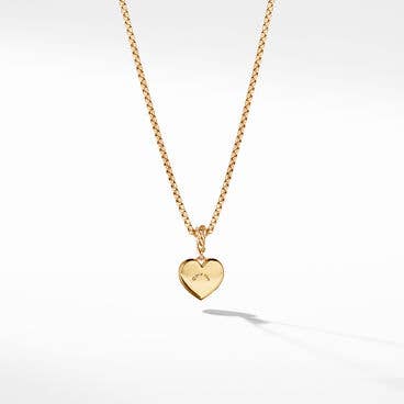 Compass Heart Amulet in 18K Yellow Gold with Center Diamond
