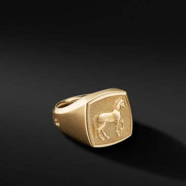 Petrvs® Horse Signet Ring in 18K Yellow Gold