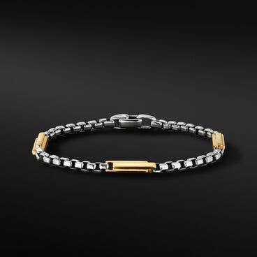 Streamline® Station Box Chain Bracelet in Sterling Silver with 18K Yellow Gold