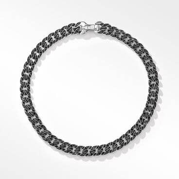 Curb Chain Bracelet in Sterling Silver with Pavé Black Diamonds