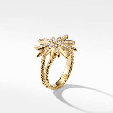 Starburst Ring in 18K Yellow Gold with Pavé Diamonds