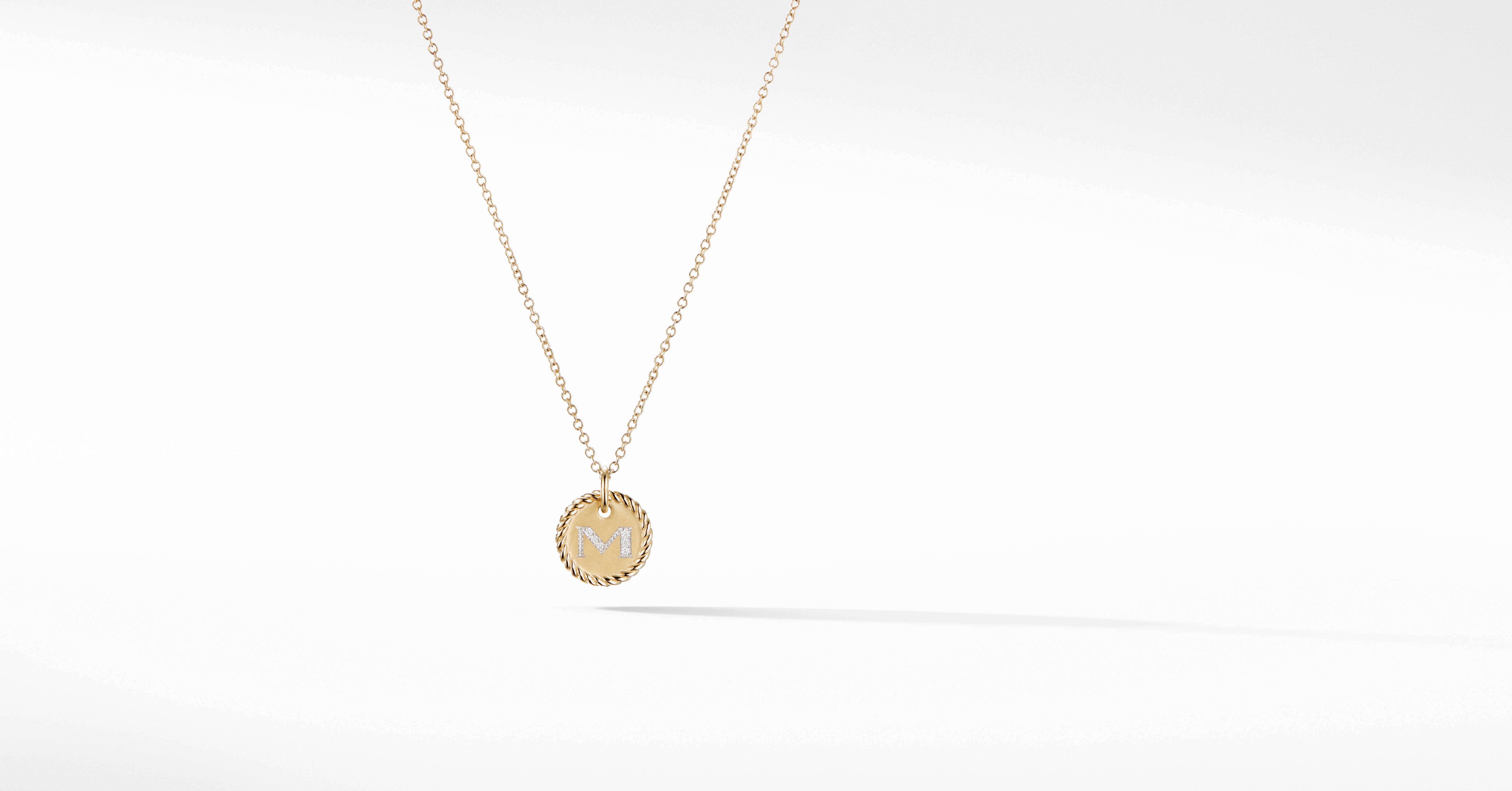 M Initial Charm Necklace in 18K Yellow 