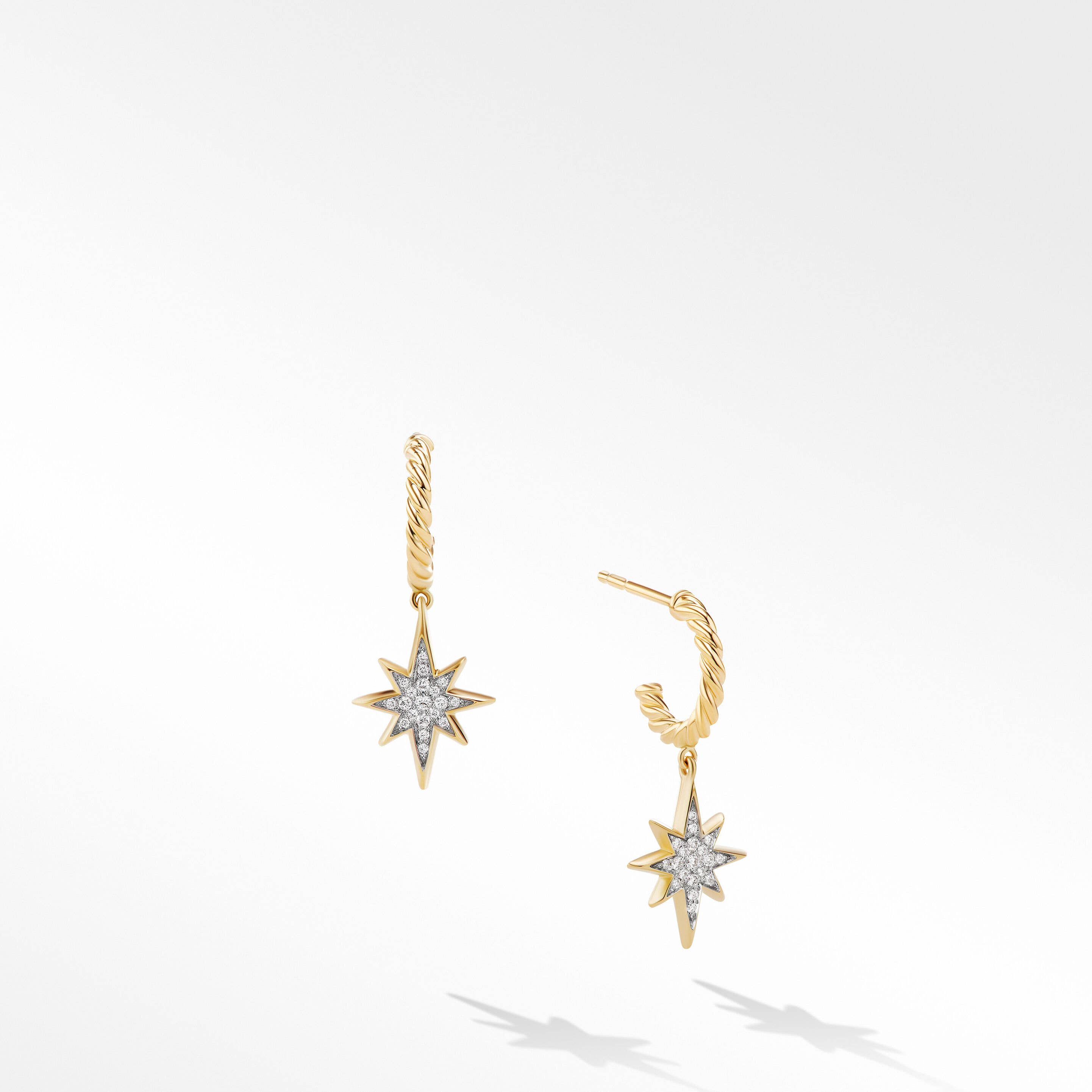 Cable Collectibles® North Star Drop Earrings in 18K Yellow Gold with Pavé Diamonds